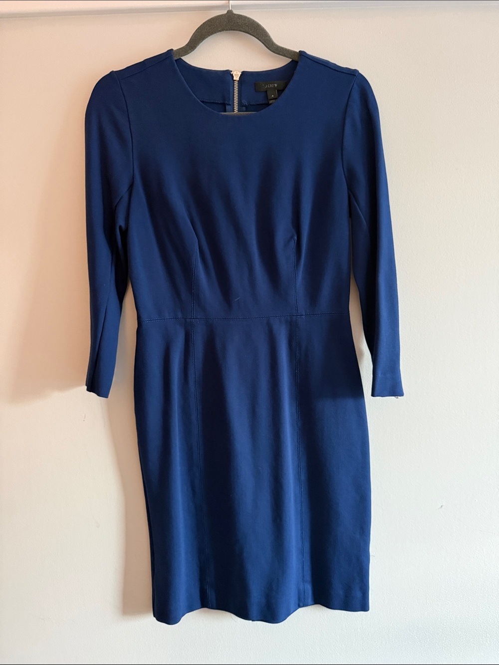 Elegant Navy Sheath Dress with Zip Back